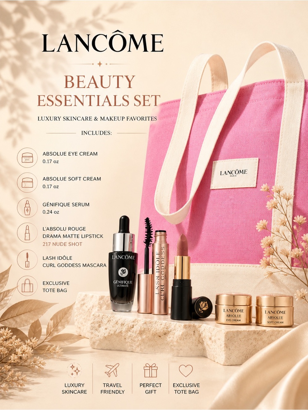 Lancôme Beauty Travel Set With Free Big Tote (Value $134)